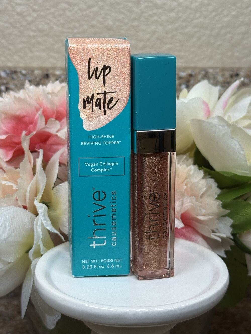 Thrive Causemetics Lip Mate Lip Gloss, Glinda Rose Gold Shimmer Vegan 0.23